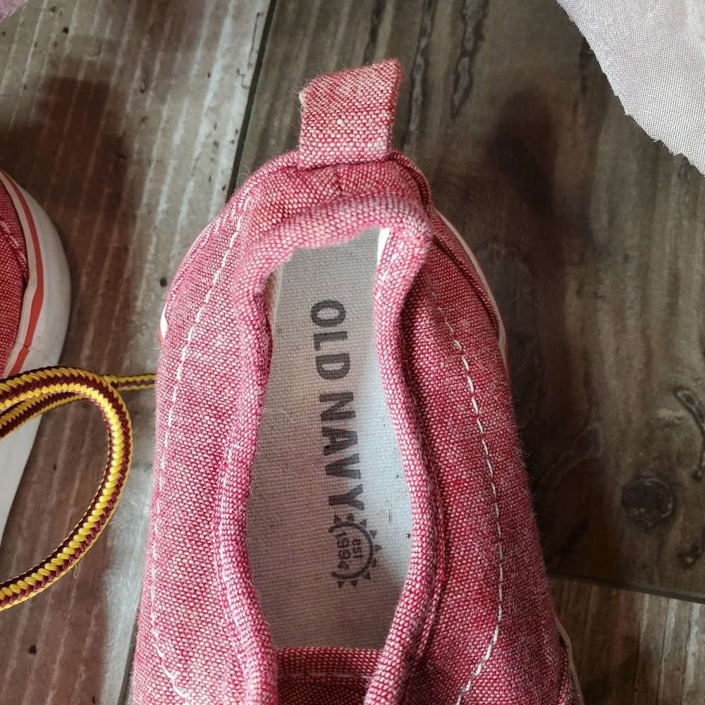 Old Navy Red Canvas Boat Shoes Sneakers Toddler Boy Size 11 NWOT
